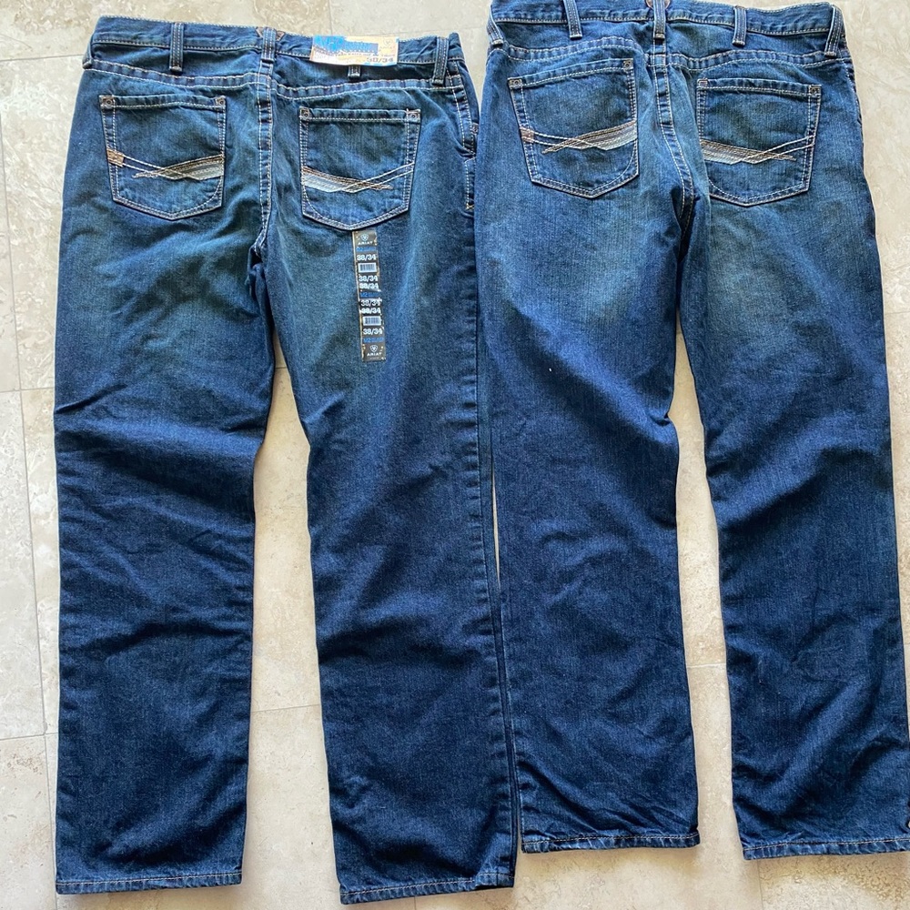 2 pairs of New Ariat M2 relaxed bootcut jeans 38x34